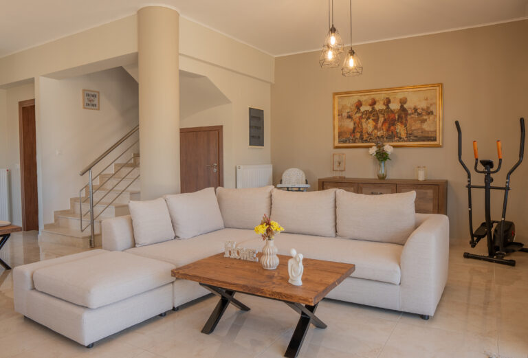 Living room with fitness equipment